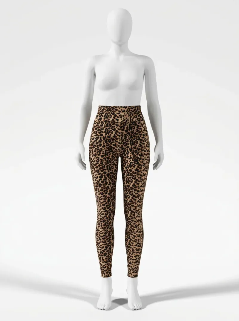 Legging leopard polyester yoga fitness taille haute femme