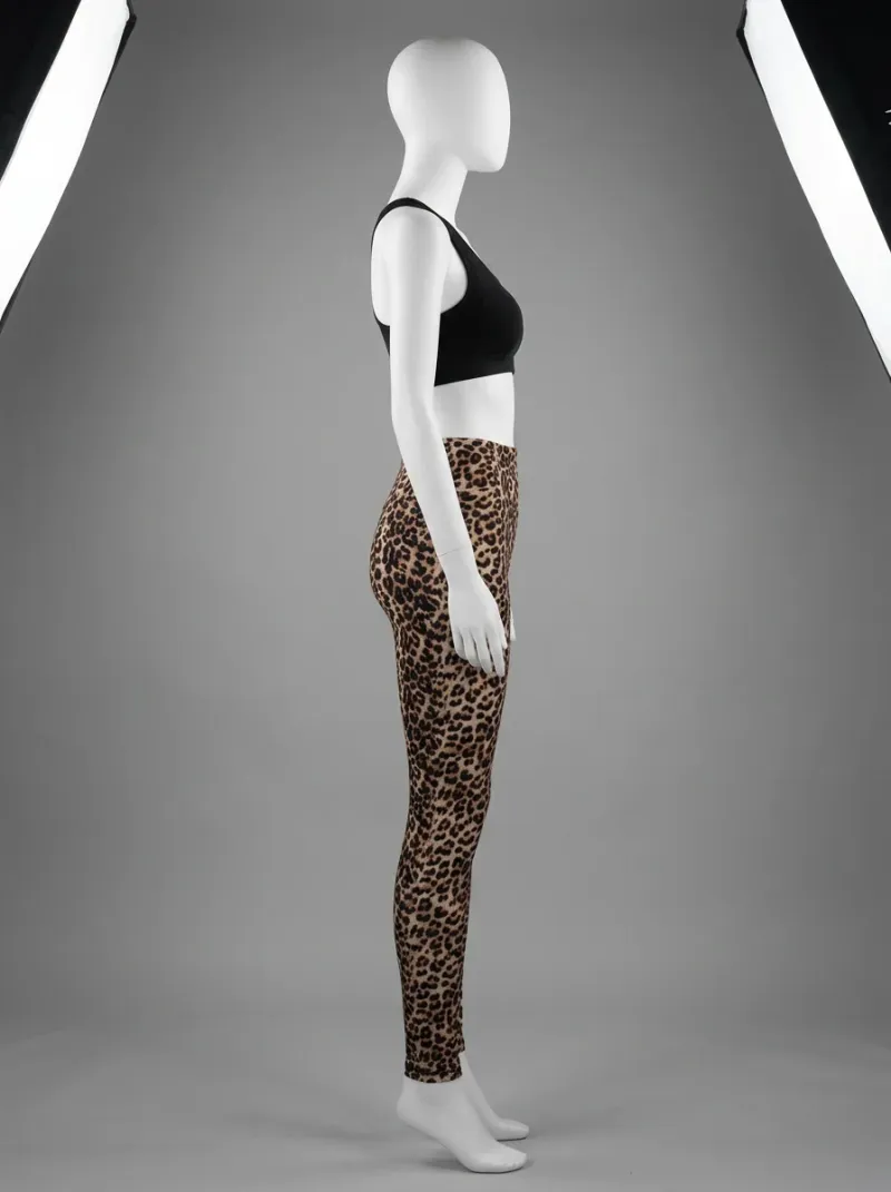 Legging leopard polyester yoga fitness taille haute femme