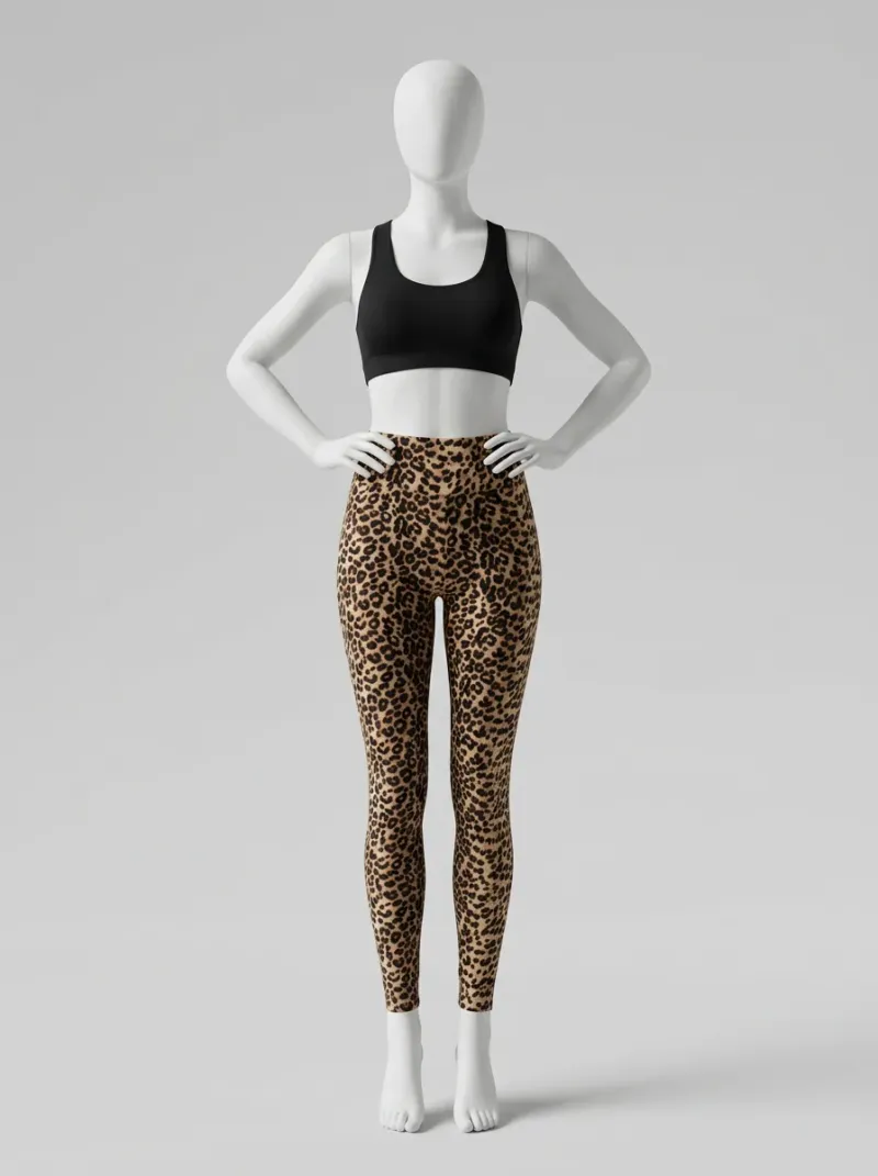 Legging leopard polyester yoga fitness taille haute femme