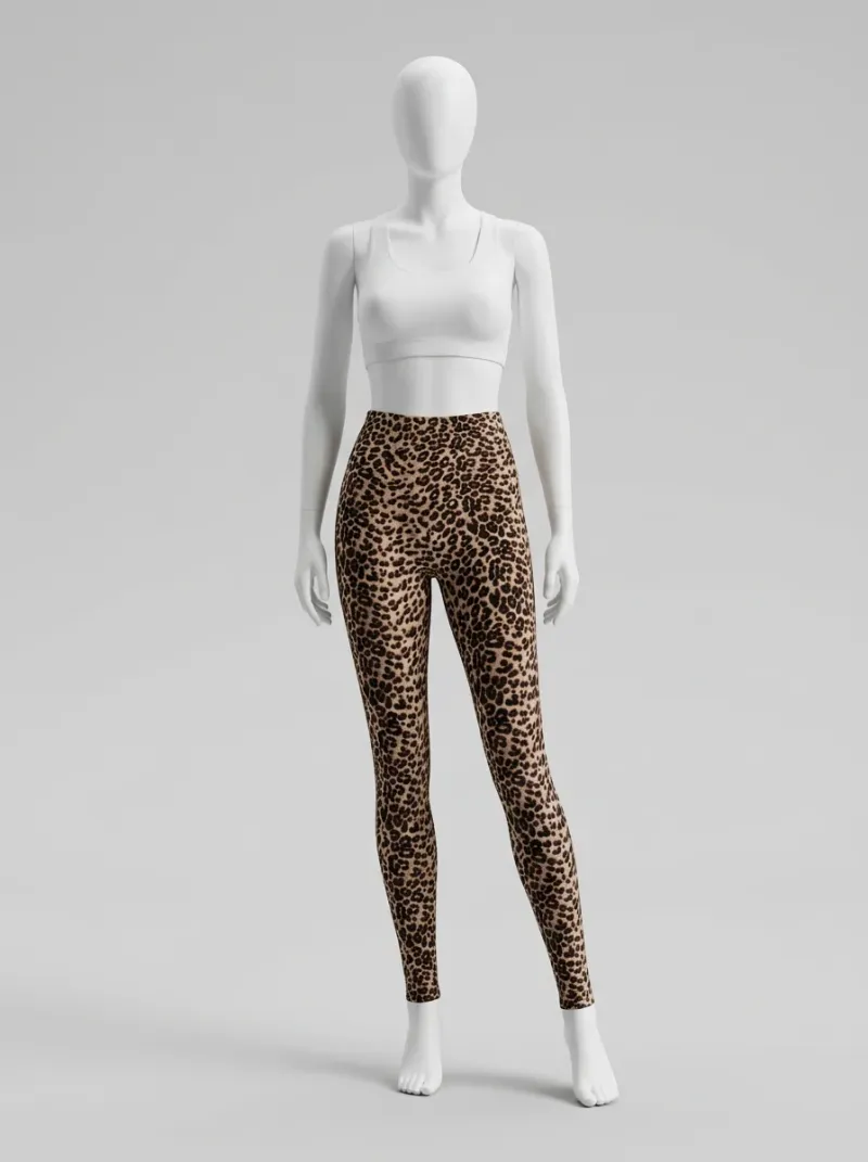 Legging leopard polyester yoga fitness taille haute femme