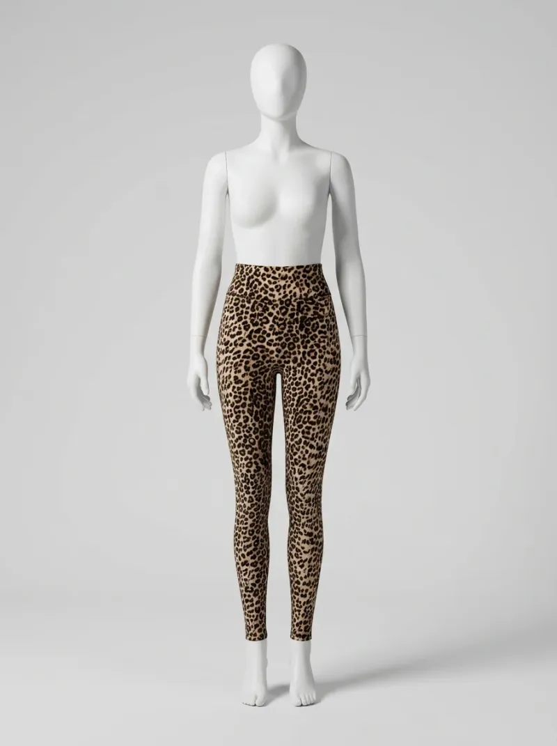 Legging leopard polyester yoga fitness taille haute femme