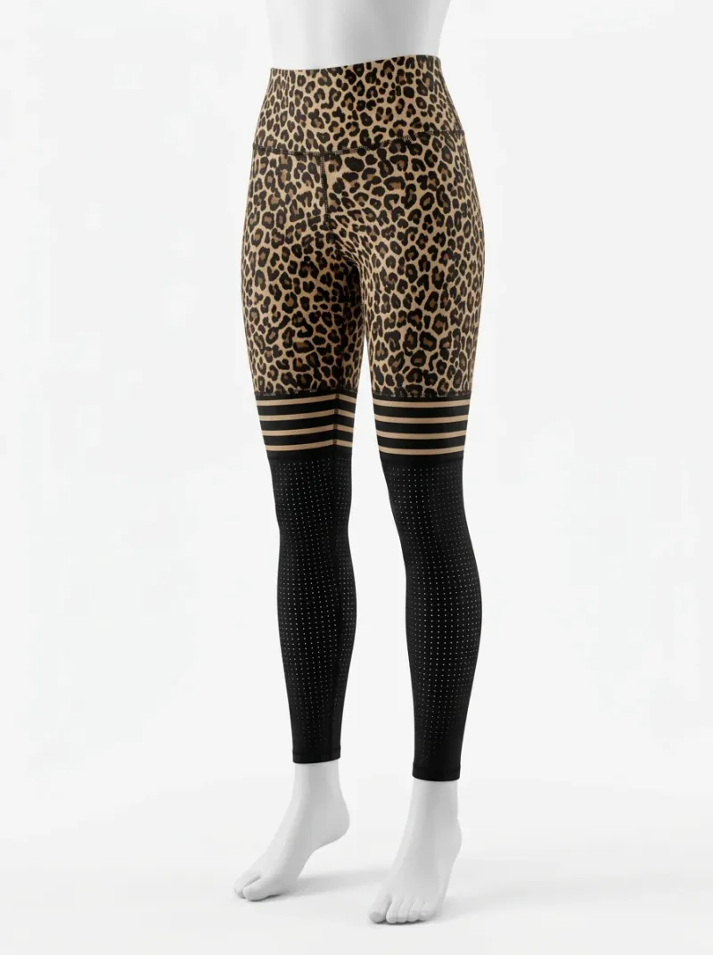 Legging leopard polyester élasthanne running taille haute opaque