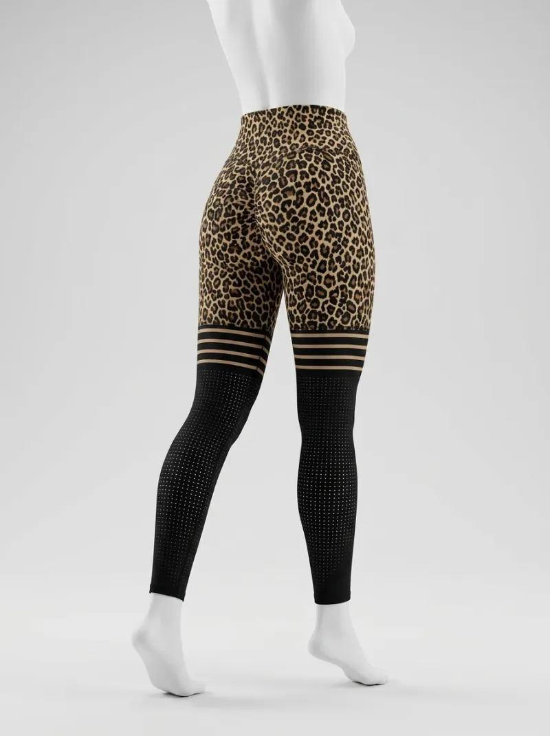 Legging leopard polyester élasthanne running taille haute opaque