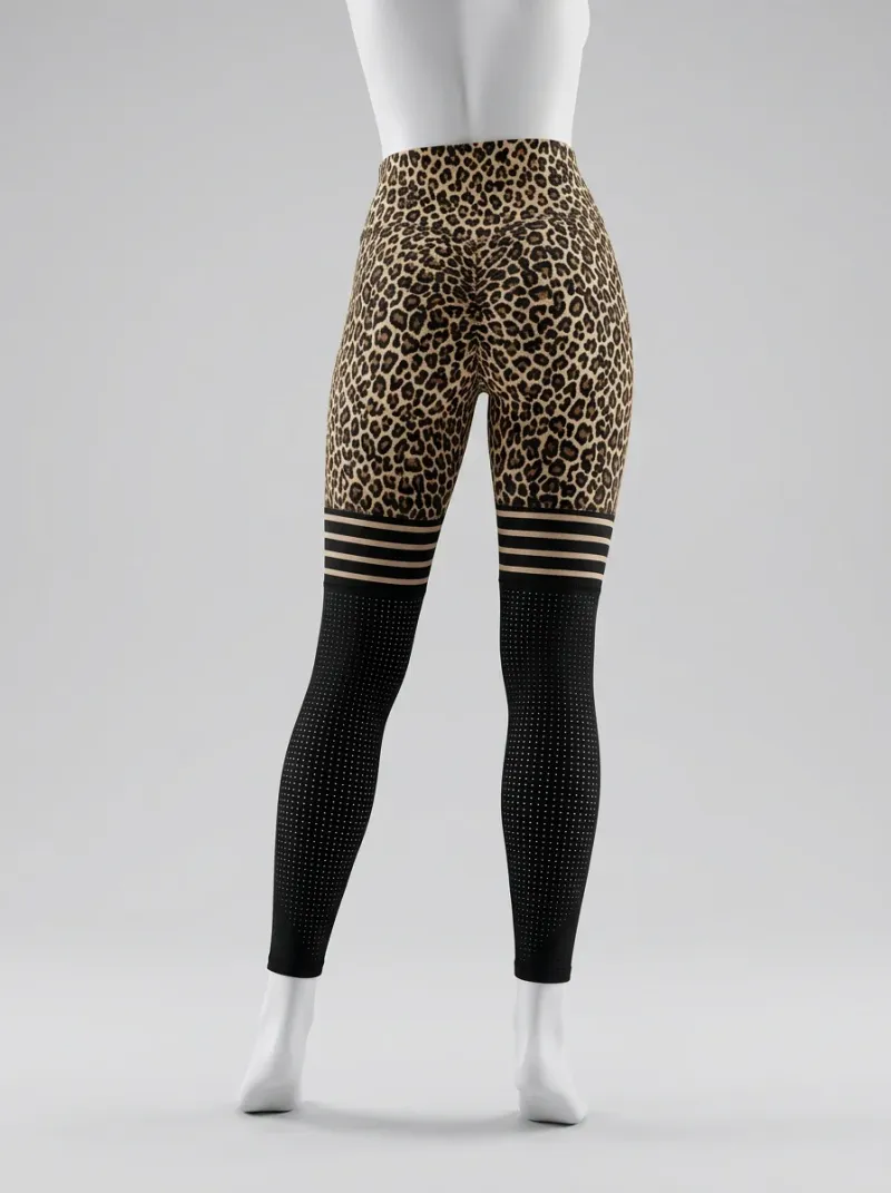 Legging leopard polyester élasthanne running taille haute opaque