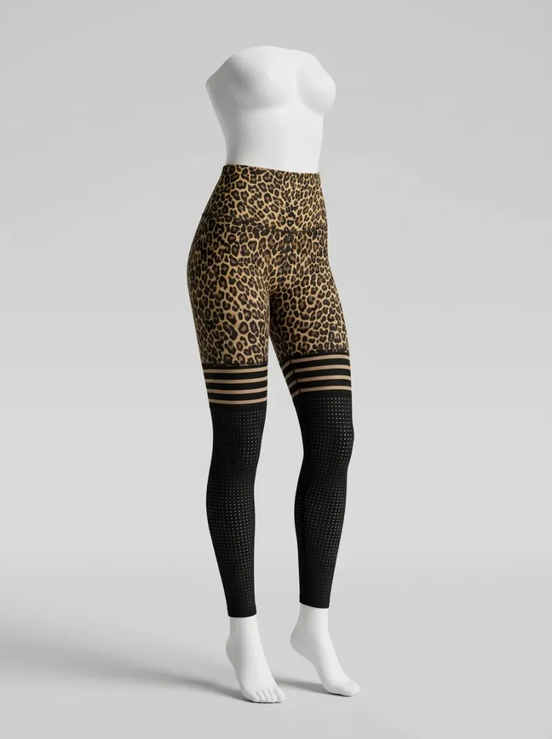 Legging leopard polyester élasthanne running taille haute opaque