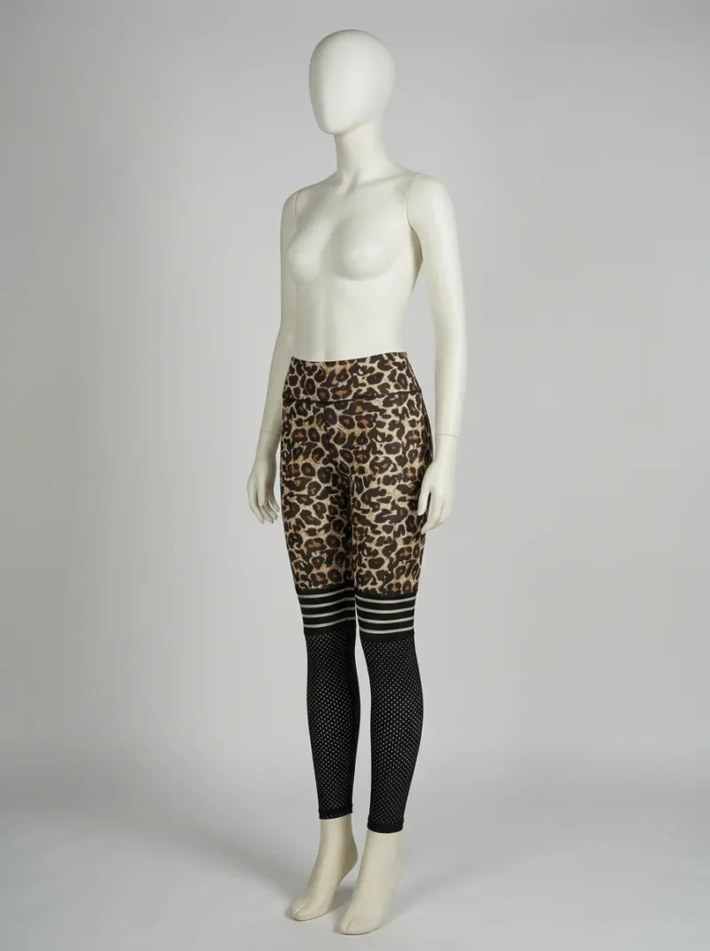Legging leopard polyester élasthanne running taille haute opaque