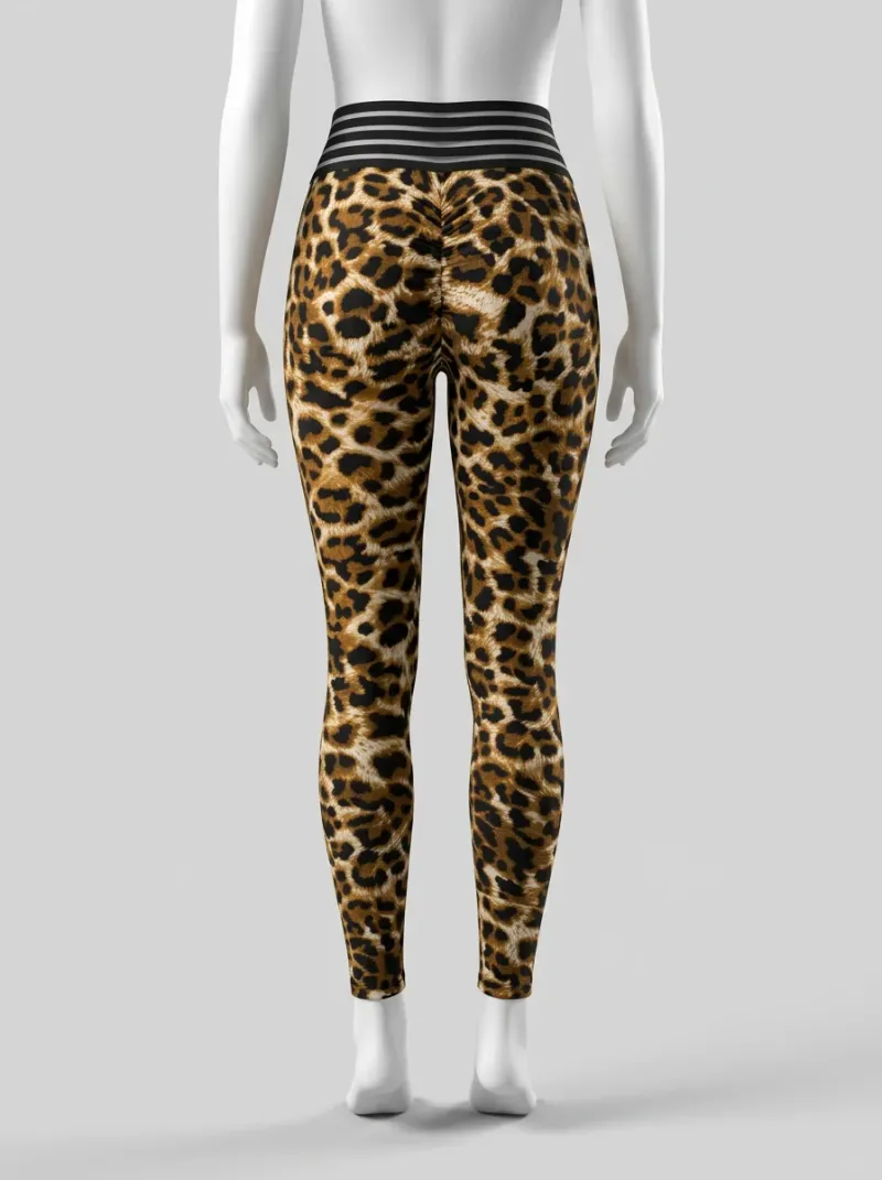 Legging leopard polyester élasthanne gym gainant femme