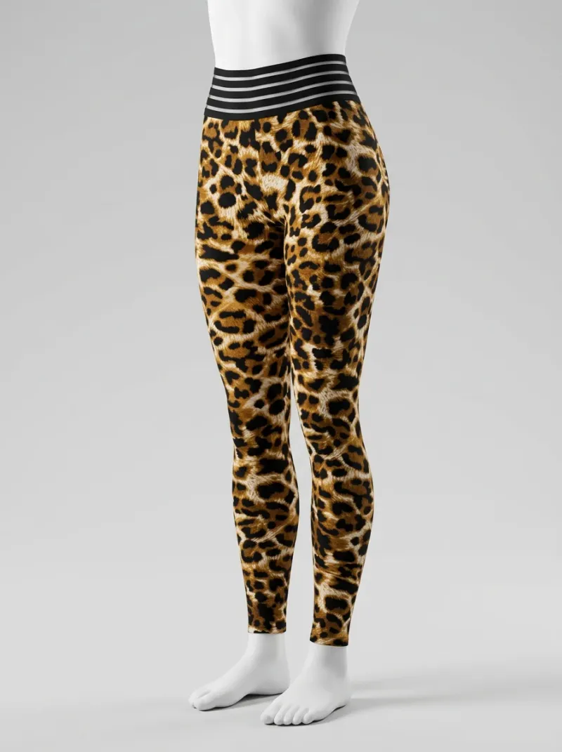 Legging leopard polyester élasthanne gym gainant femme