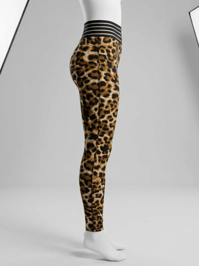 Legging leopard polyester élasthanne gym gainant femme