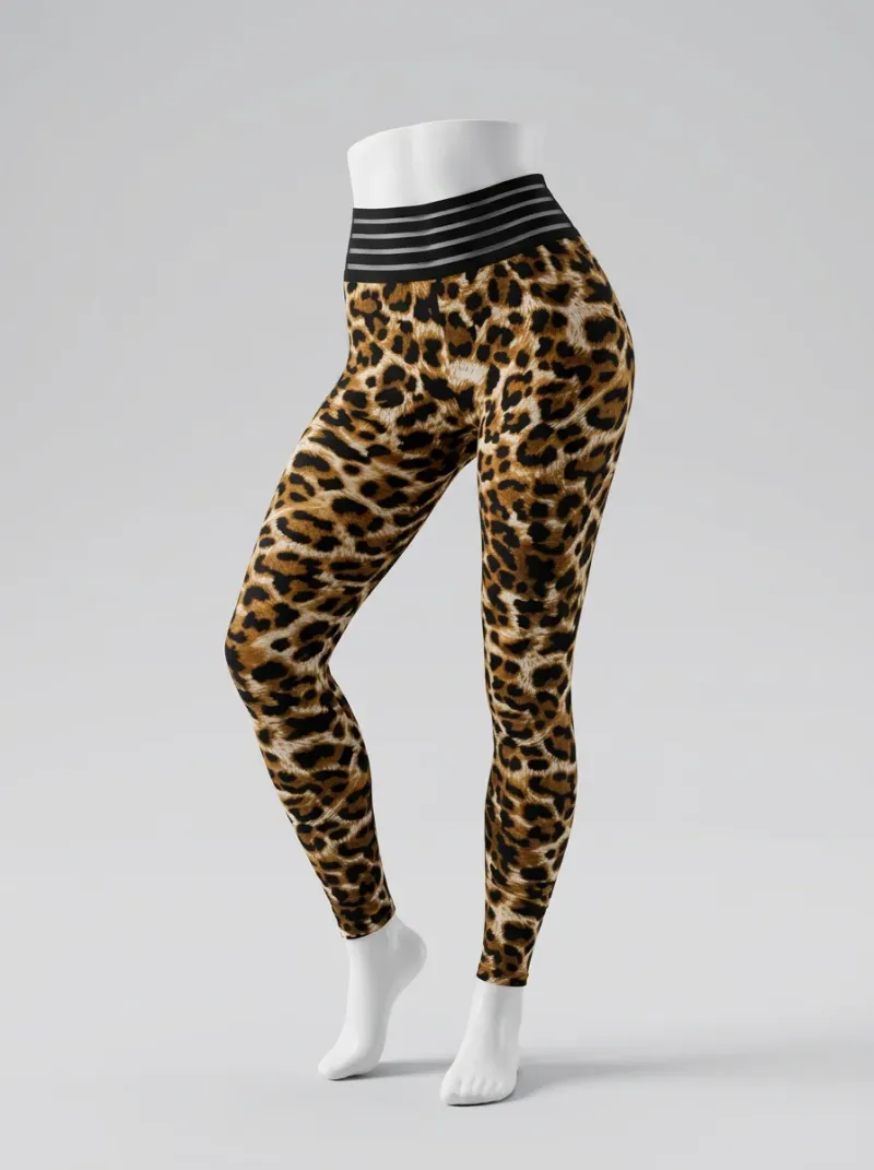 Legging leopard polyester élasthanne gym gainant femme