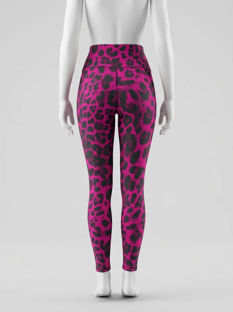 Legging leopard coton élasthanne taille haute souple femme