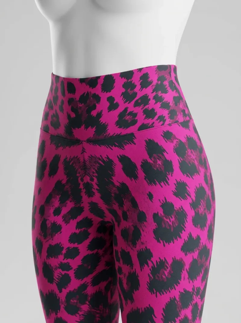 Legging leopard coton élasthanne taille haute souple femme