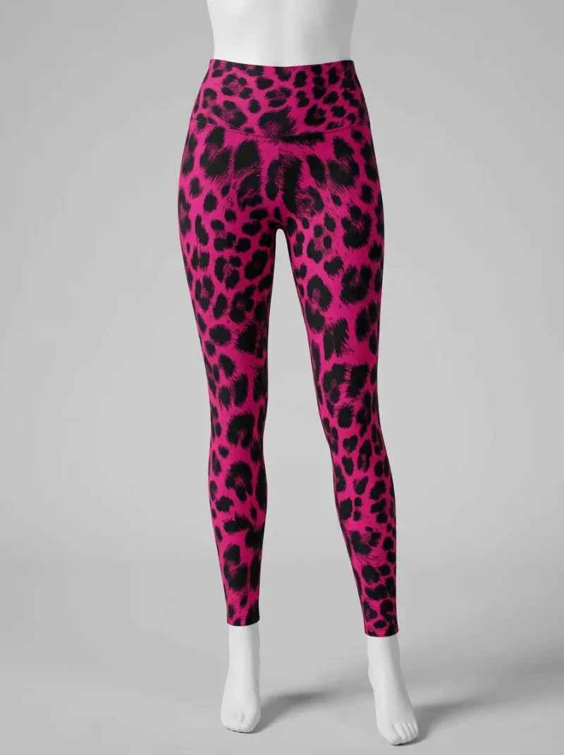 Legging leopard coton élasthanne taille haute souple femme