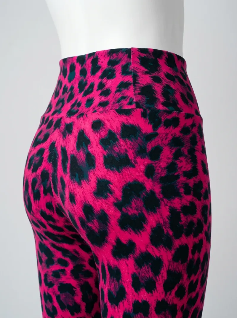 Legging leopard coton élasthanne taille haute souple femme