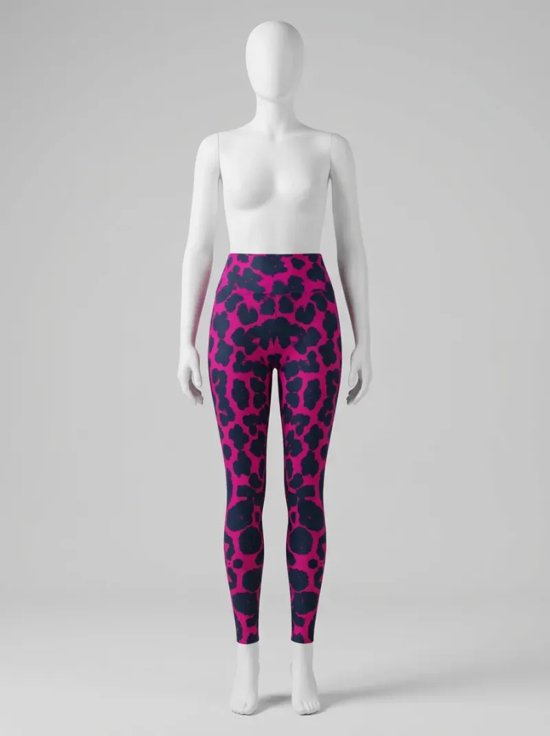 Legging leopard coton élasthanne taille haute souple femme