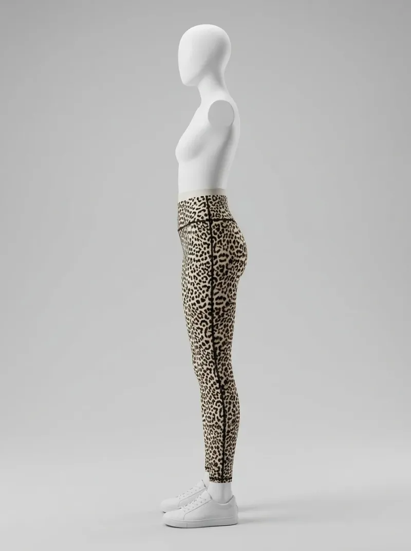 Legging leopard coton sport coutures apparentes taille haute