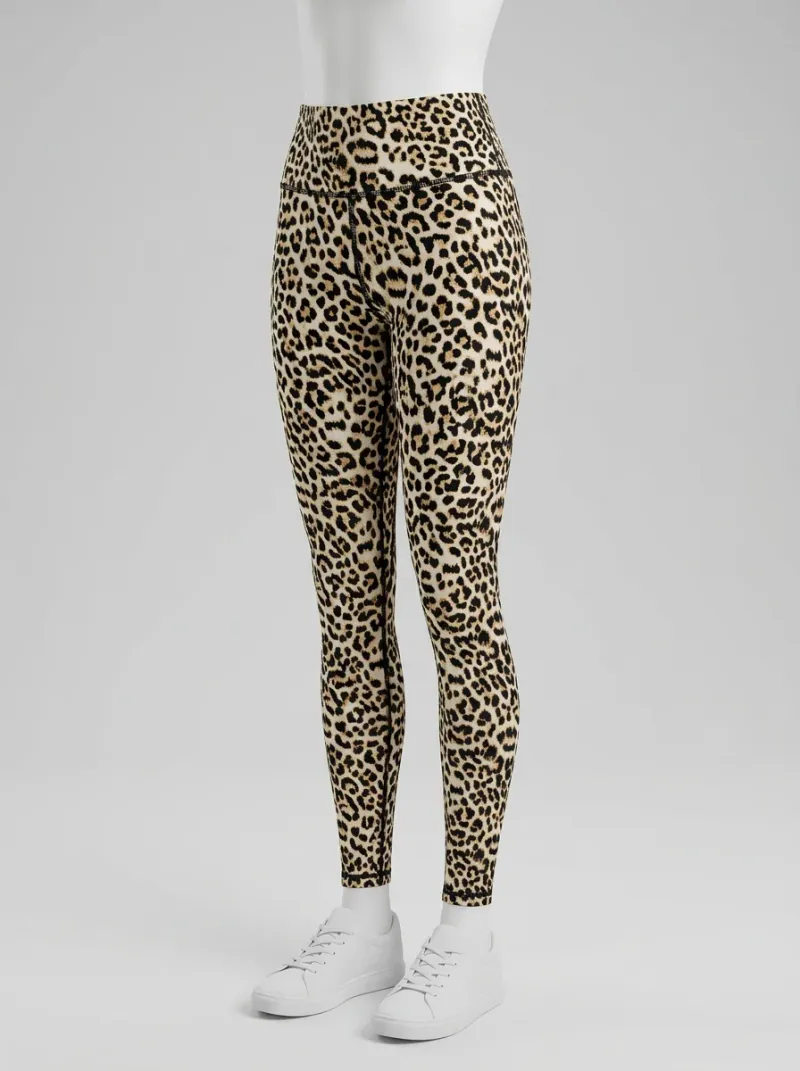 Legging leopard coton sport coutures apparentes taille haute