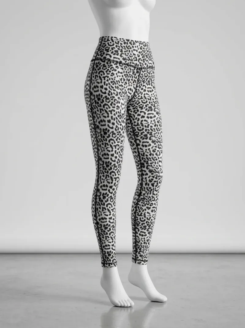 Legging leopard coton sport coutures apparentes taille haute