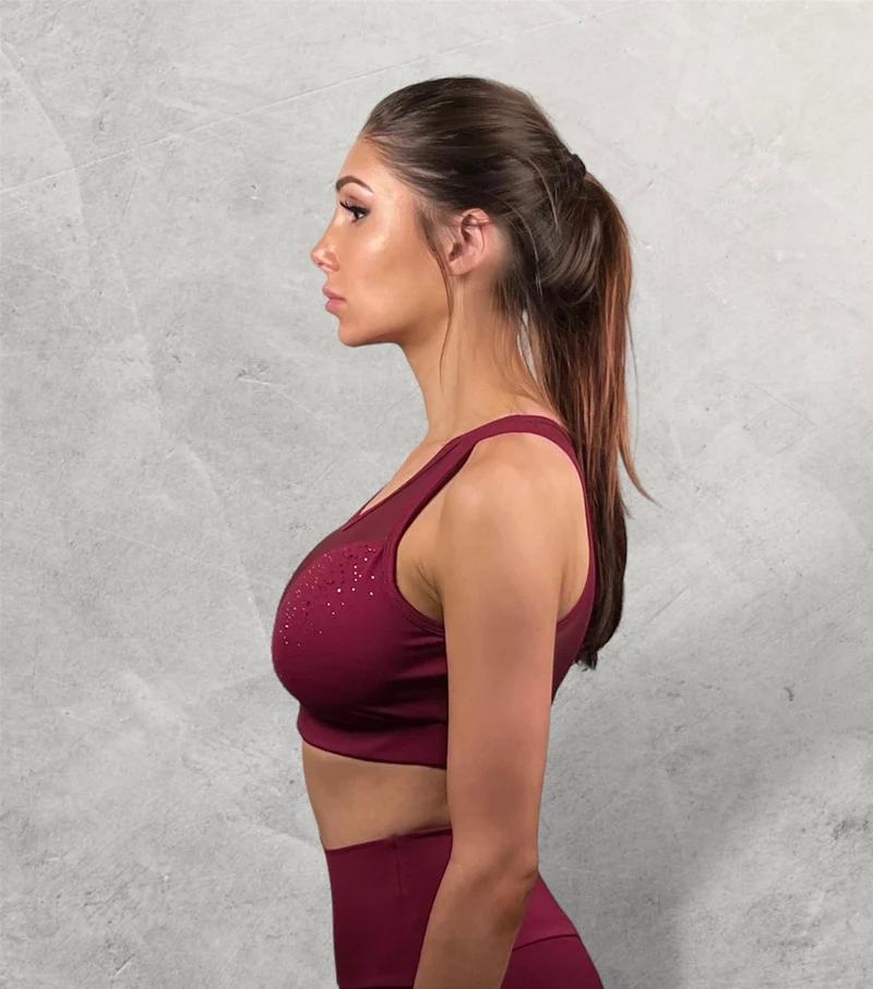 LUXEIT DIAMOND™ Magenta Mesh Sports Bra, High Support