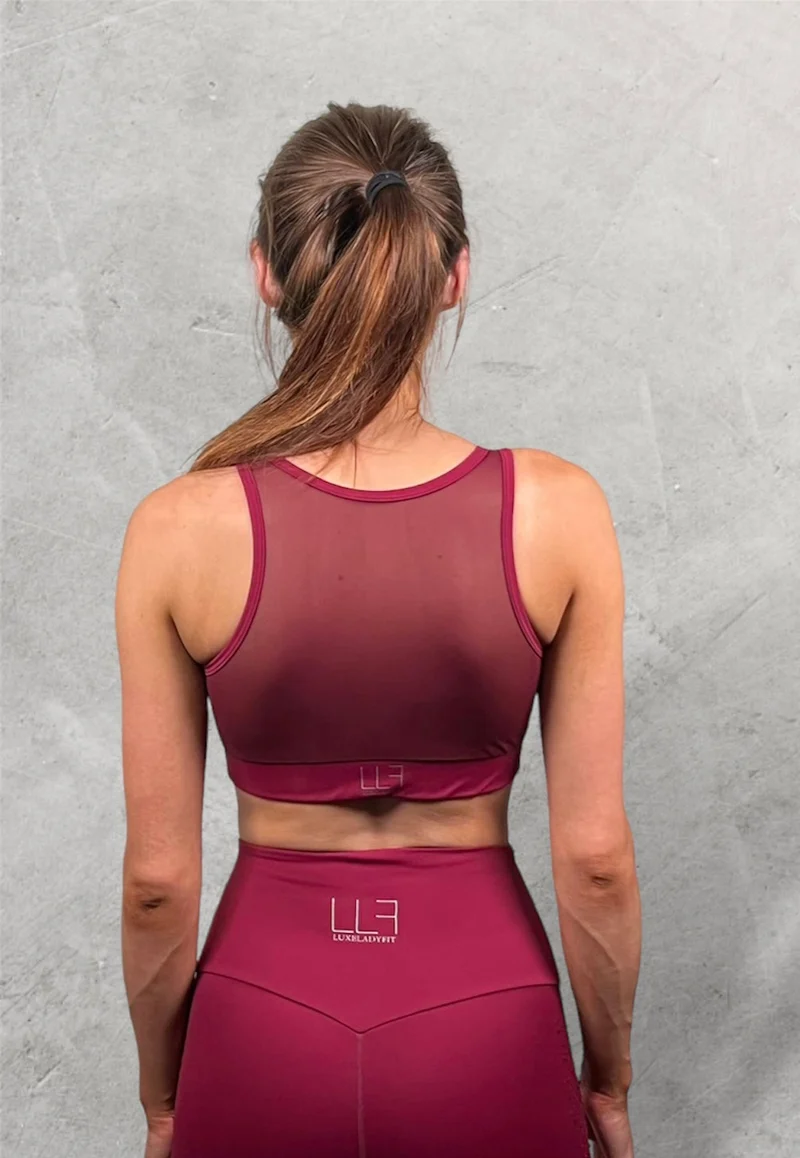 LUXEIT DIAMOND™ Magenta Mesh Sports Bra, High Support