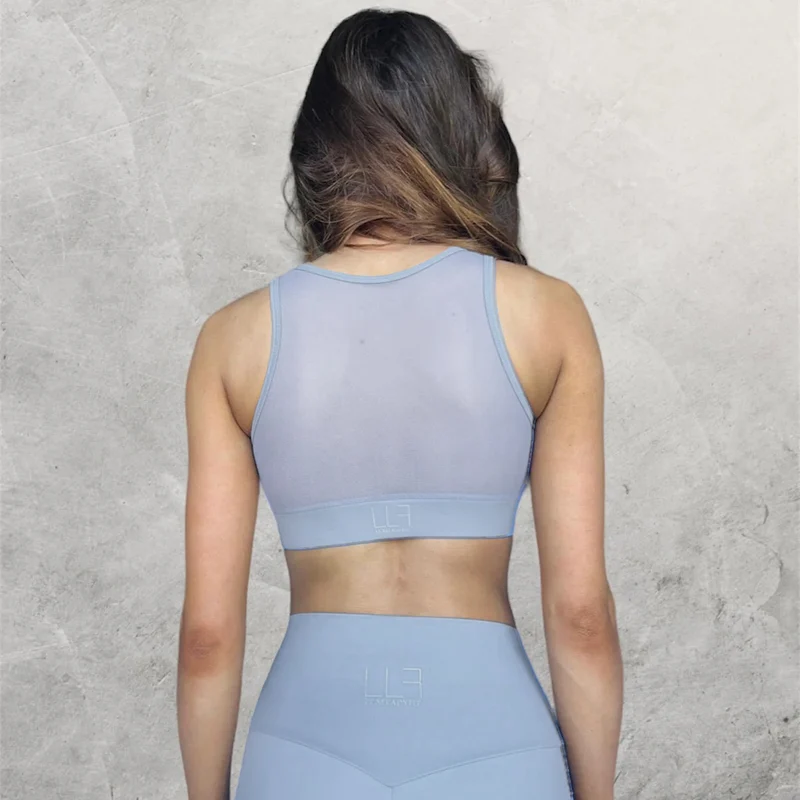 LUXEIT DIAMOND™ Light Silver Mesh Sports Bra, High Support