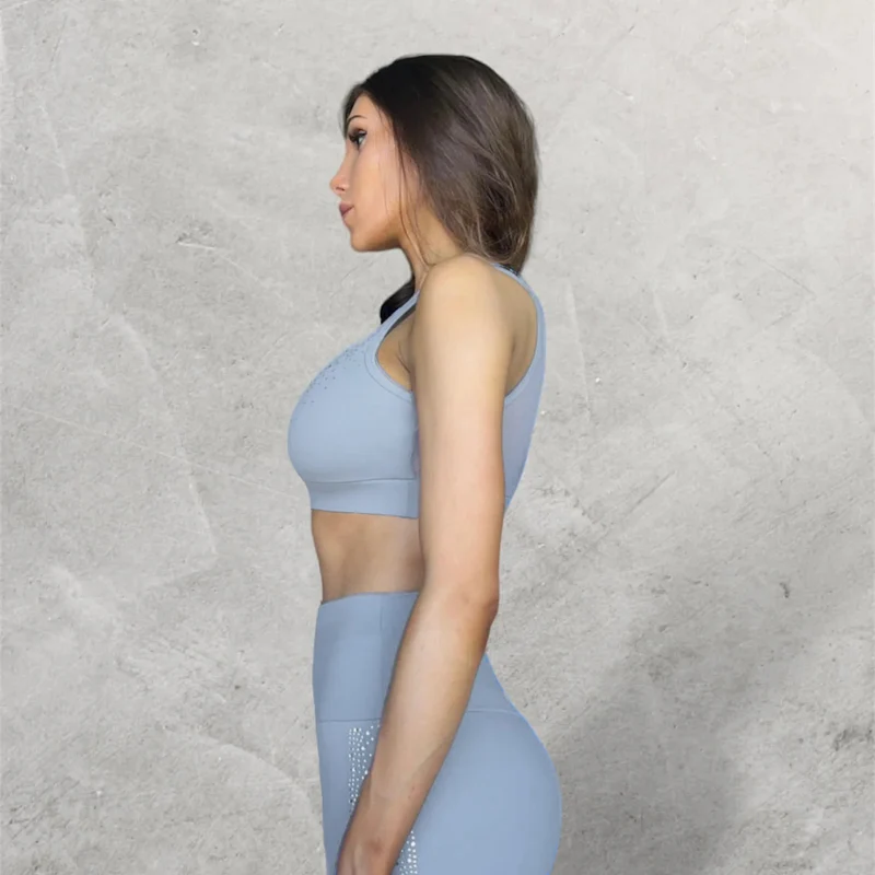 LUXEIT DIAMOND™ Light Silver Mesh Sports Bra, High Support