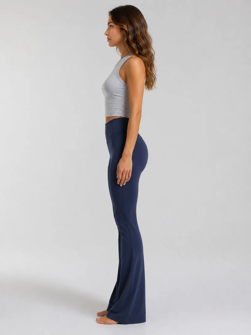 BOGILVY - Funktionale Damen Nylon Flared Leggings, Navy