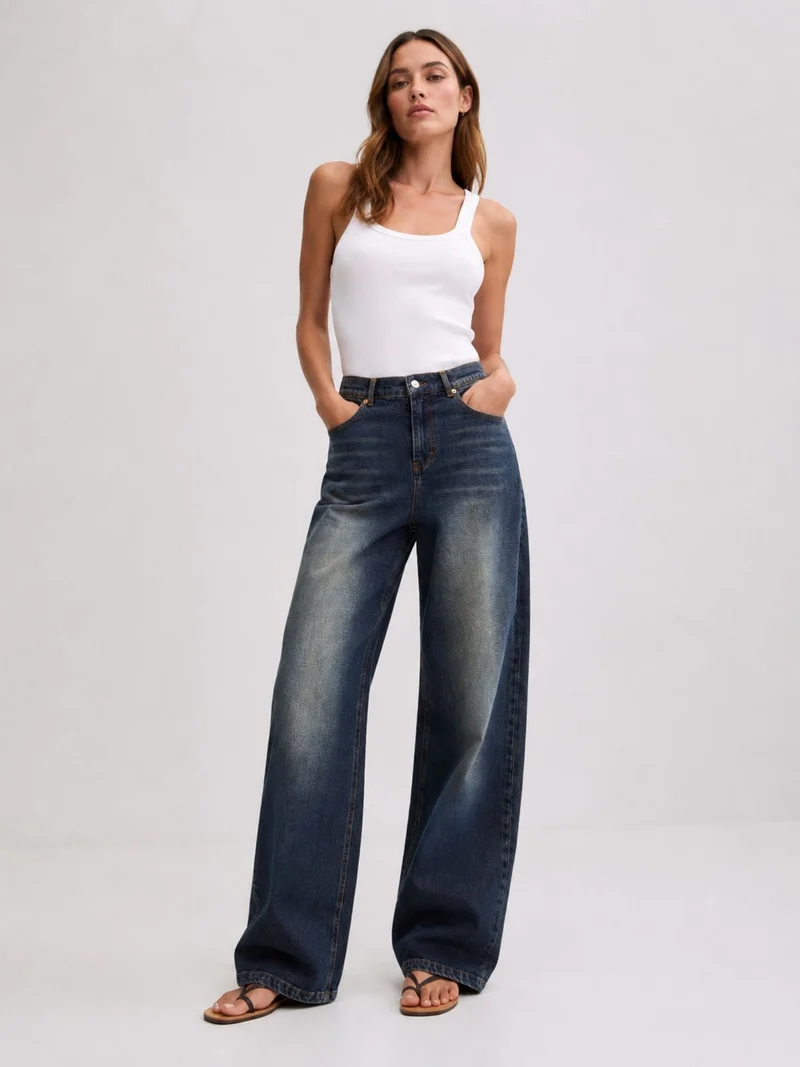 Bogilvy- KAYA, High-Rise, Baggy - Barrel, Mid Blue
