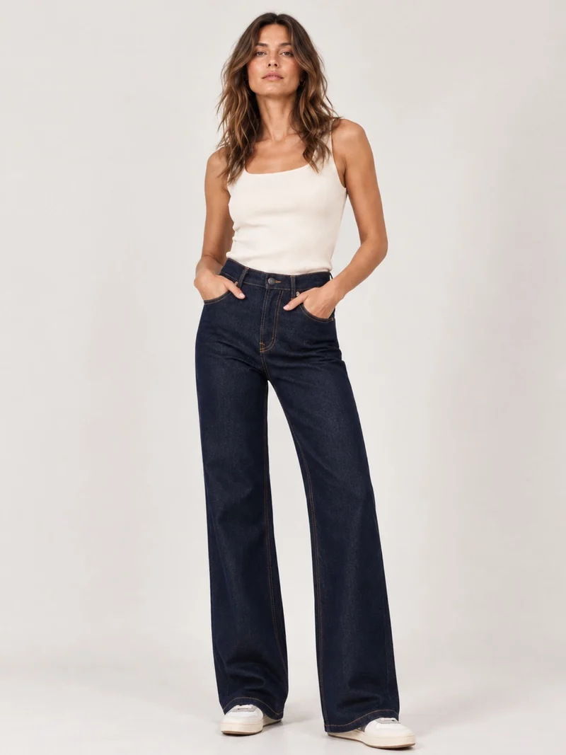 BOGILVY - AVA Straight Wide Leg High Waist Rinsed Wash