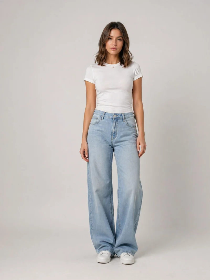MAVI - Leila, Mid Waist, Baggy Barrel Jeans, Light Stretch Denim, Ice Brushed Str