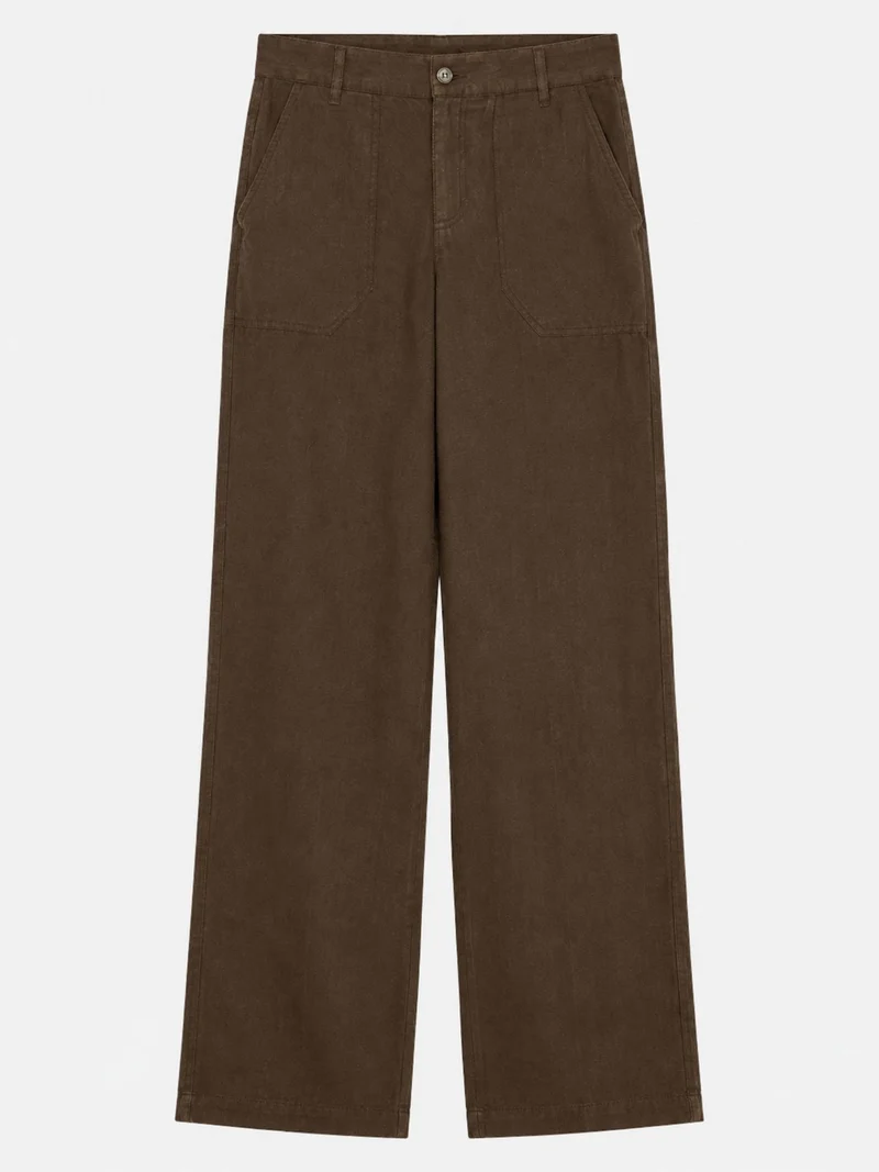 MAC - Nora, Leinenhose, High-Waist, Truffle Brown