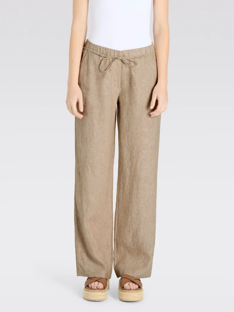 MAC - Chiara Belt, 100% Leinenhose, High-Waist, Almond Beige