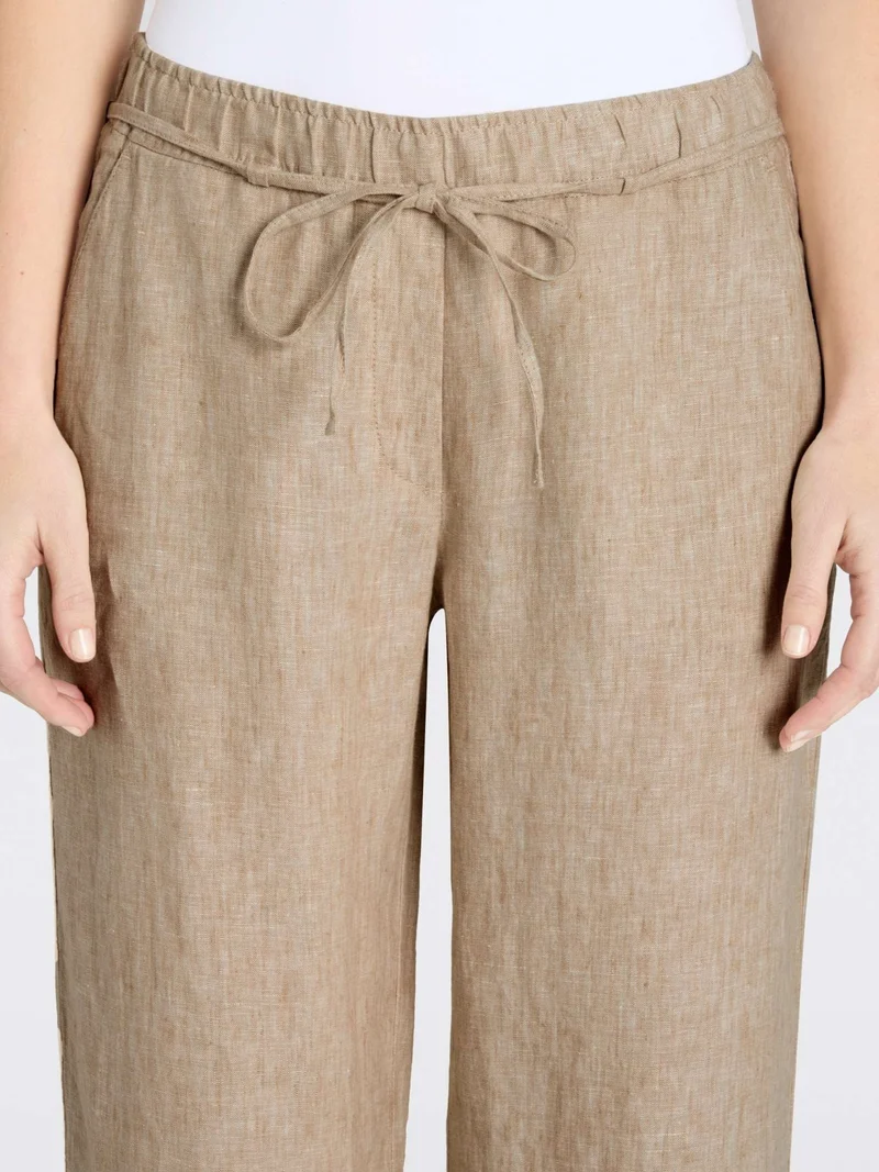 MAC - Chiara Belt, 100% Leinenhose, High-Waist, Almond Beige