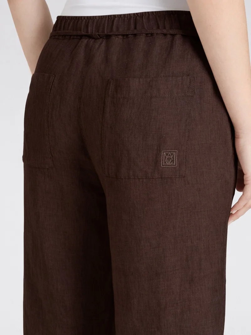 MAC - Chiara Belt, 100% Leinenhose, High-Waist, Truffle Brown