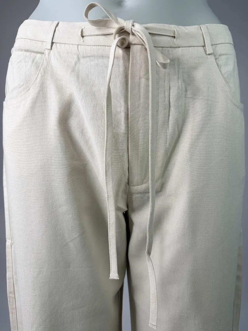 Bogilvy - JULIE - Damen Leinen Sommerhose, Mid-Waist, Beige