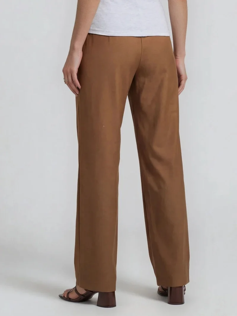 Bogilvy - JULIE - Damen Leinen Sommerhose, Mid-Waist, Brown