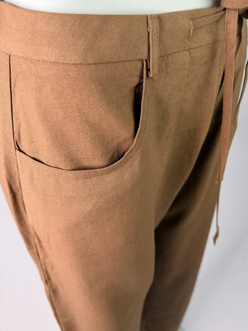 Bogilvy - JULIE - Damen Leinen Sommerhose, Mid-Waist, Brown