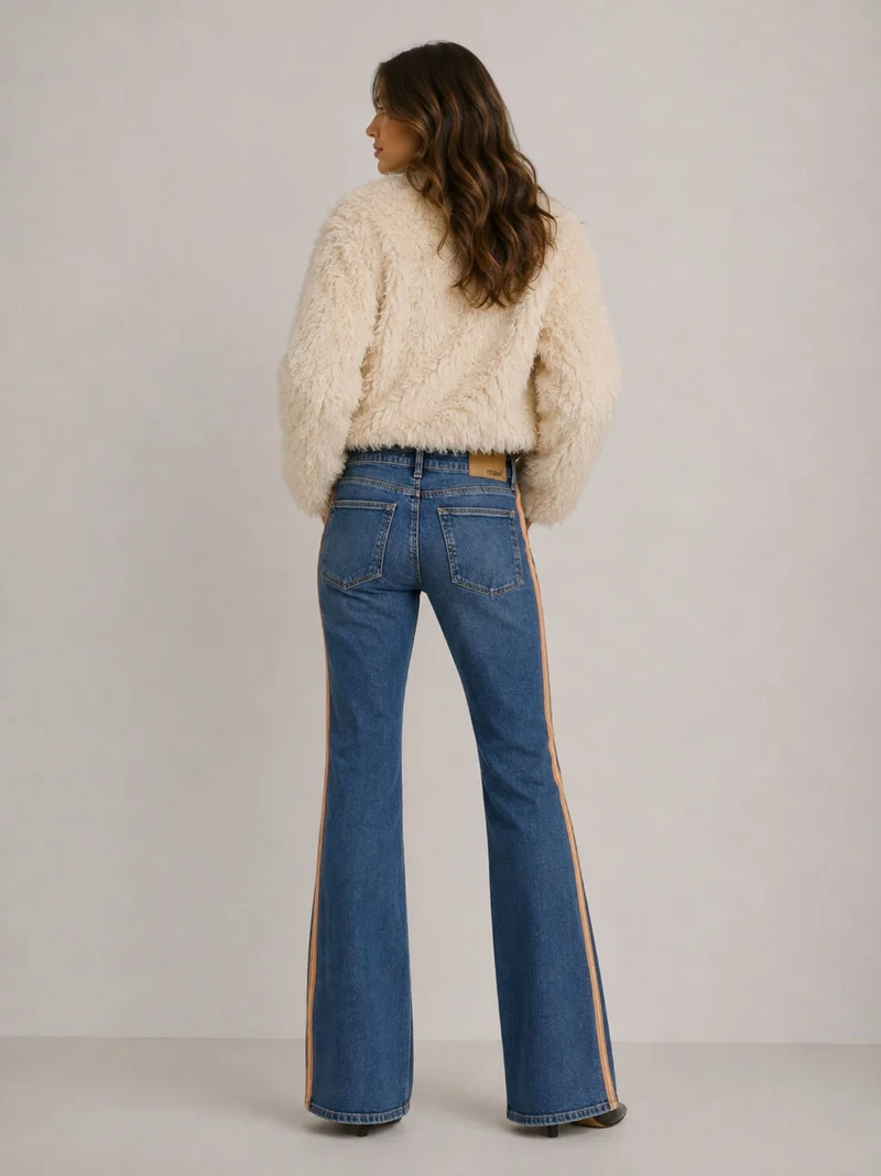 MAVI - IBIZA with Stripes, Loose Straight, Mid-Waist, Mid Brushed 90's