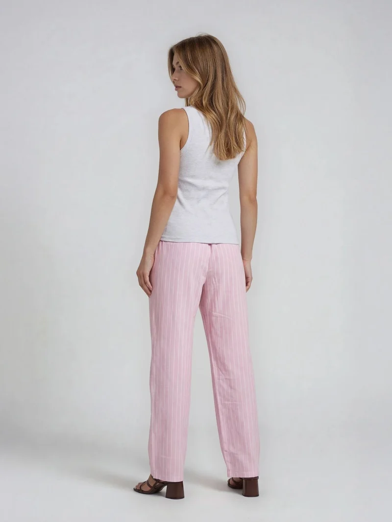 Bogilvy - SOLEIL - Leichte Sommerhose mit Gummizug, Mid-Waist, Rosa/Weiß