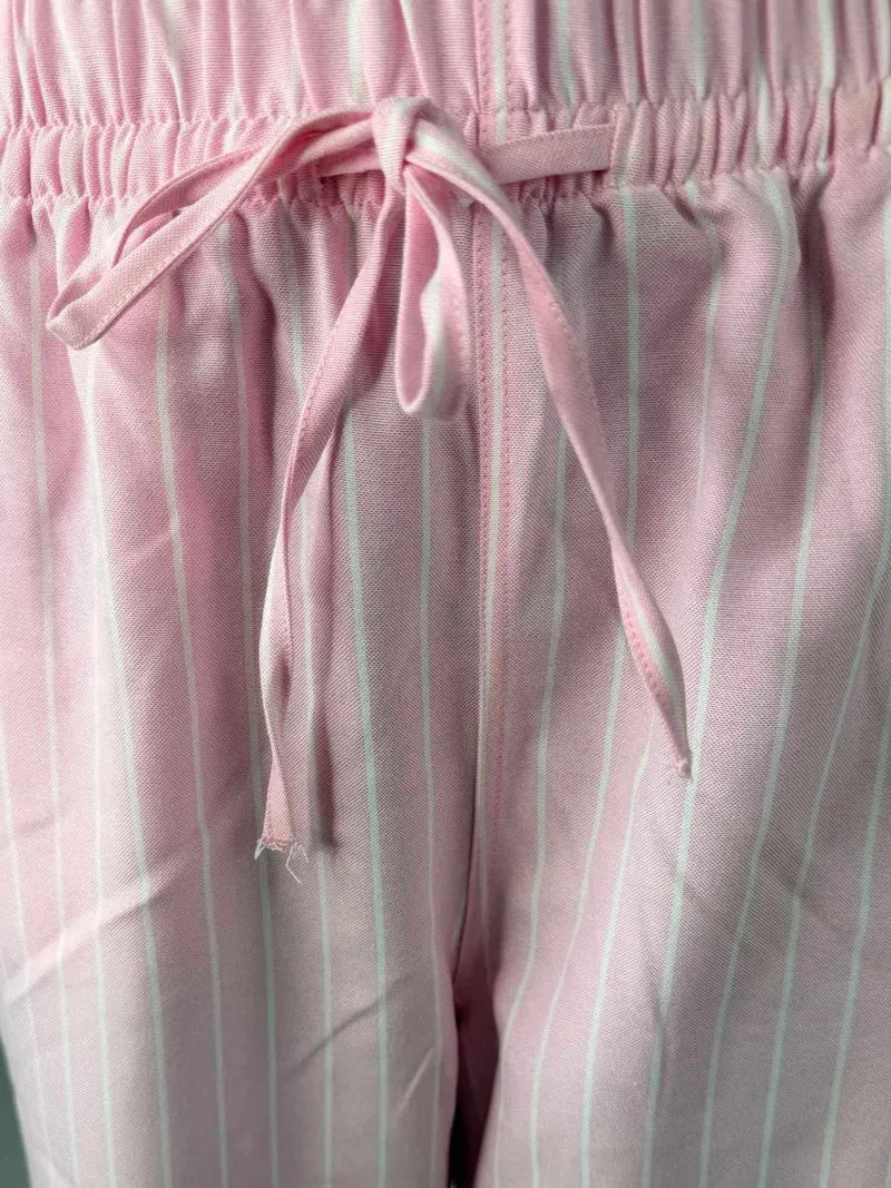 Bogilvy - SOLEIL - Leichte Sommerhose mit Gummizug, Mid-Waist, Rosa/Weiß