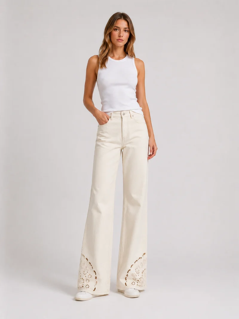 MAVI - MALIBU, High Waist, Loose Wide Leg, Cream Denim