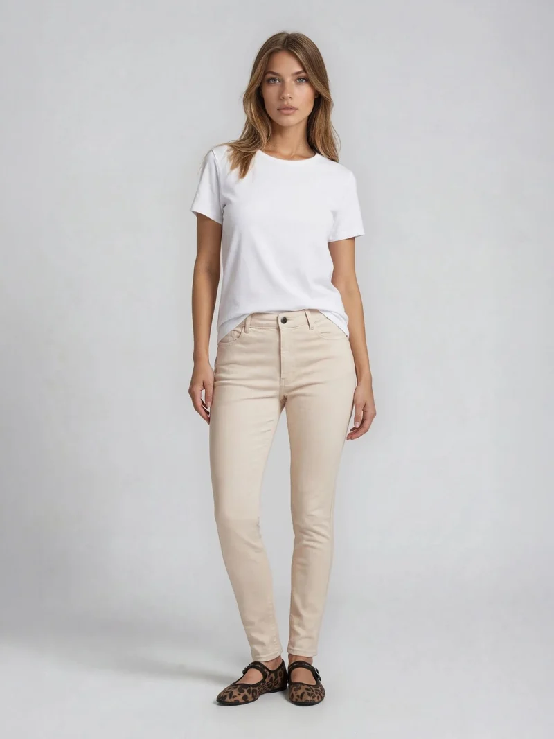 WHITEFIVE - ASH, High-Waist, Straight Fit, Beige