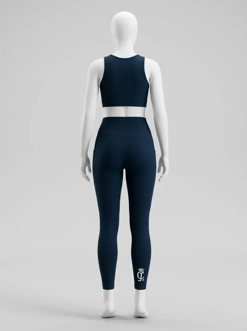 Legging fitness nylon extensible taille haute poches sport