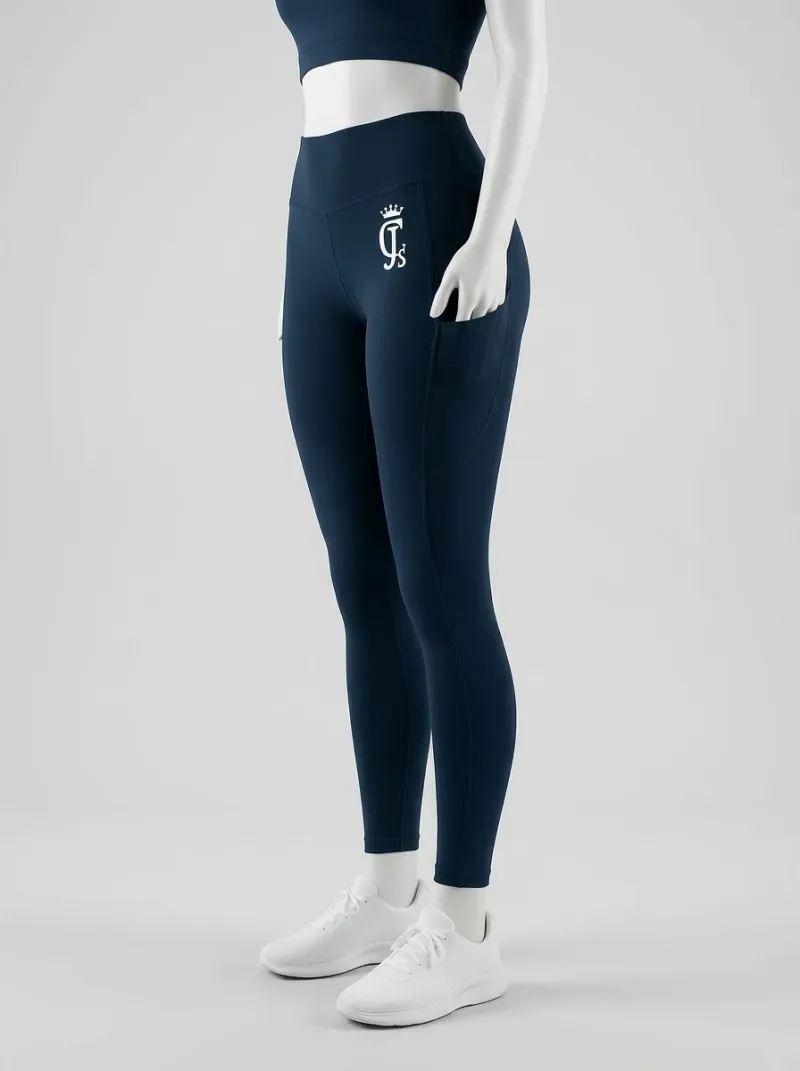 Legging fitness nylon extensible taille haute poches sport