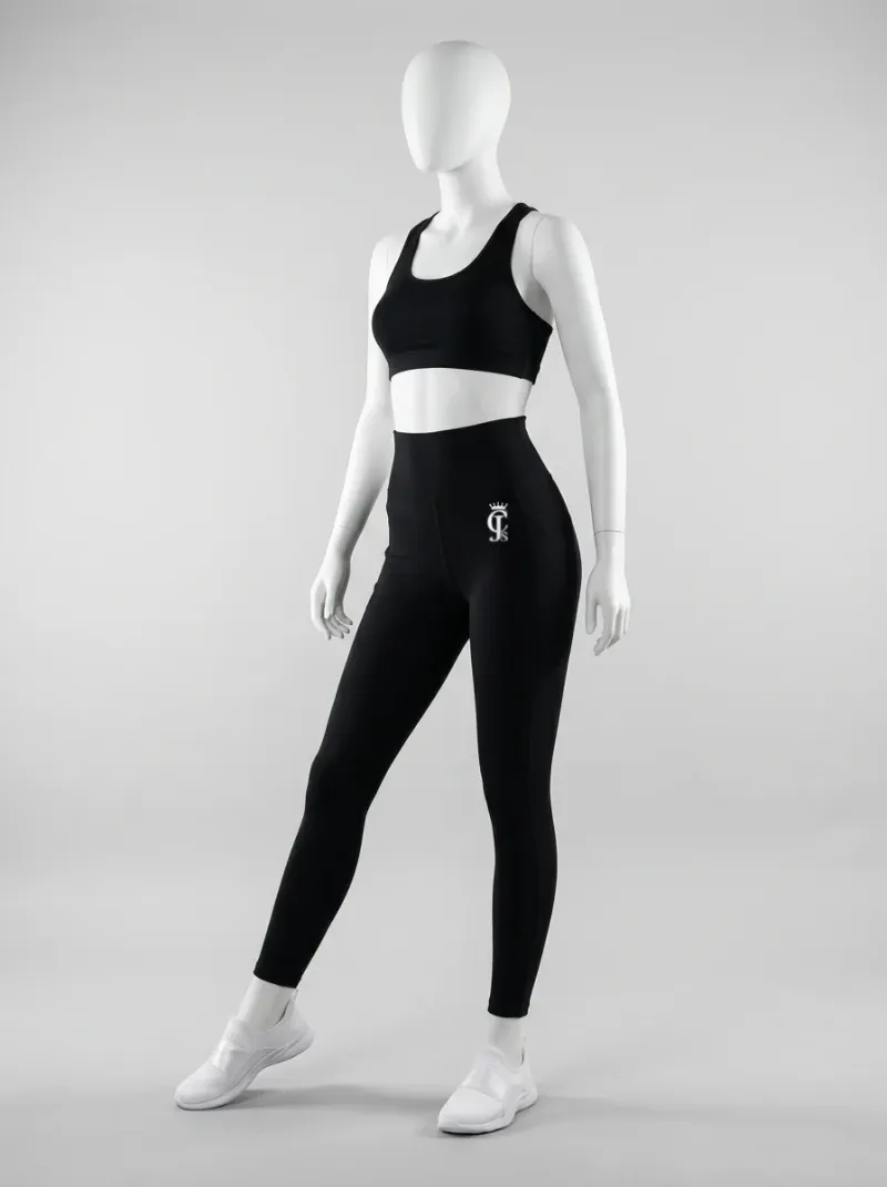 Legging fitness nylon extensible taille haute poches sport
