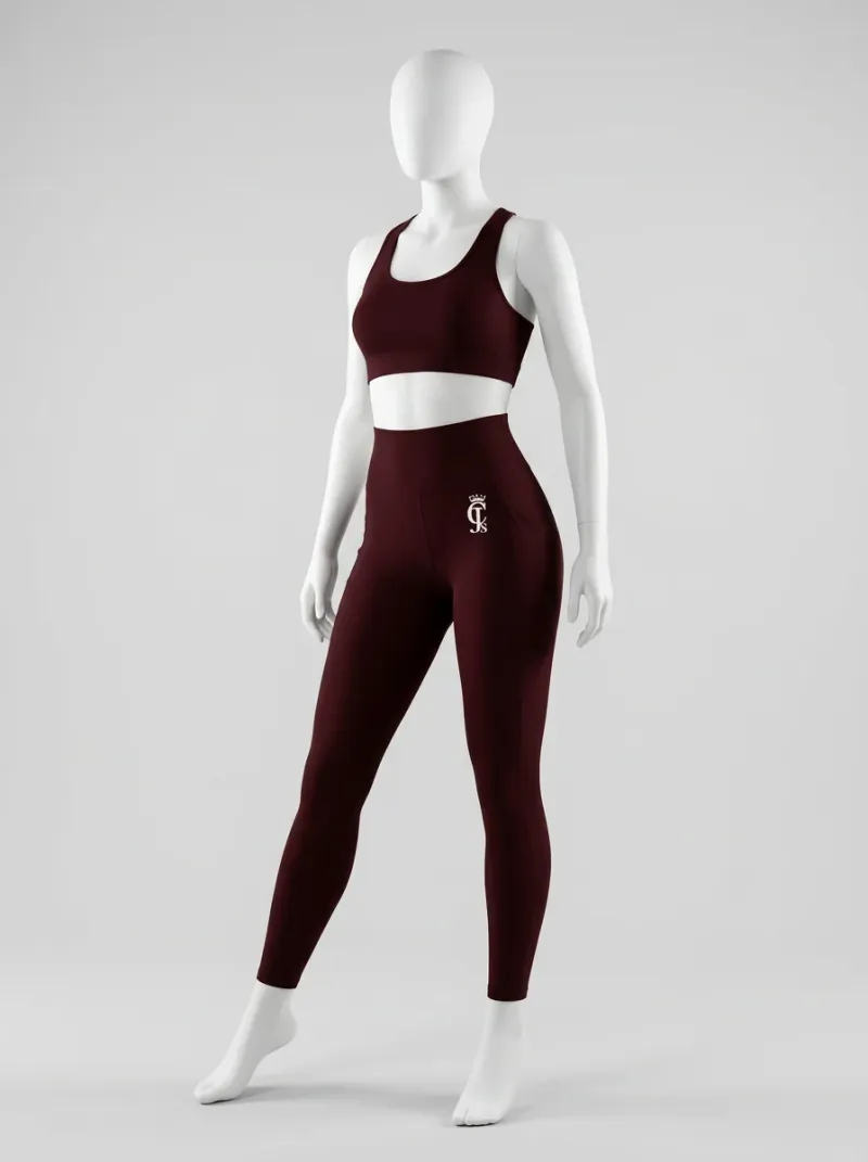 Legging fitness nylon extensible taille haute poches sport