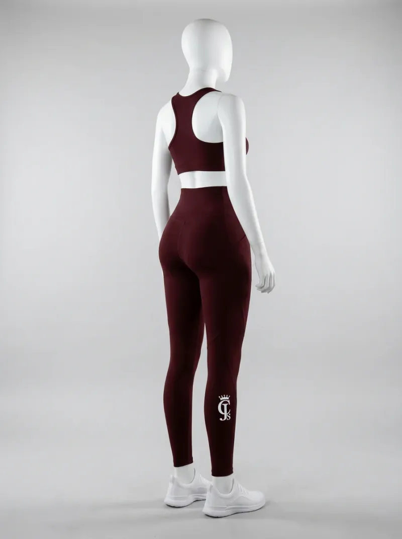 Legging fitness nylon extensible taille haute poches sport
