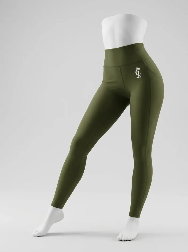 Legging fitness nylon extensible taille haute poches sport