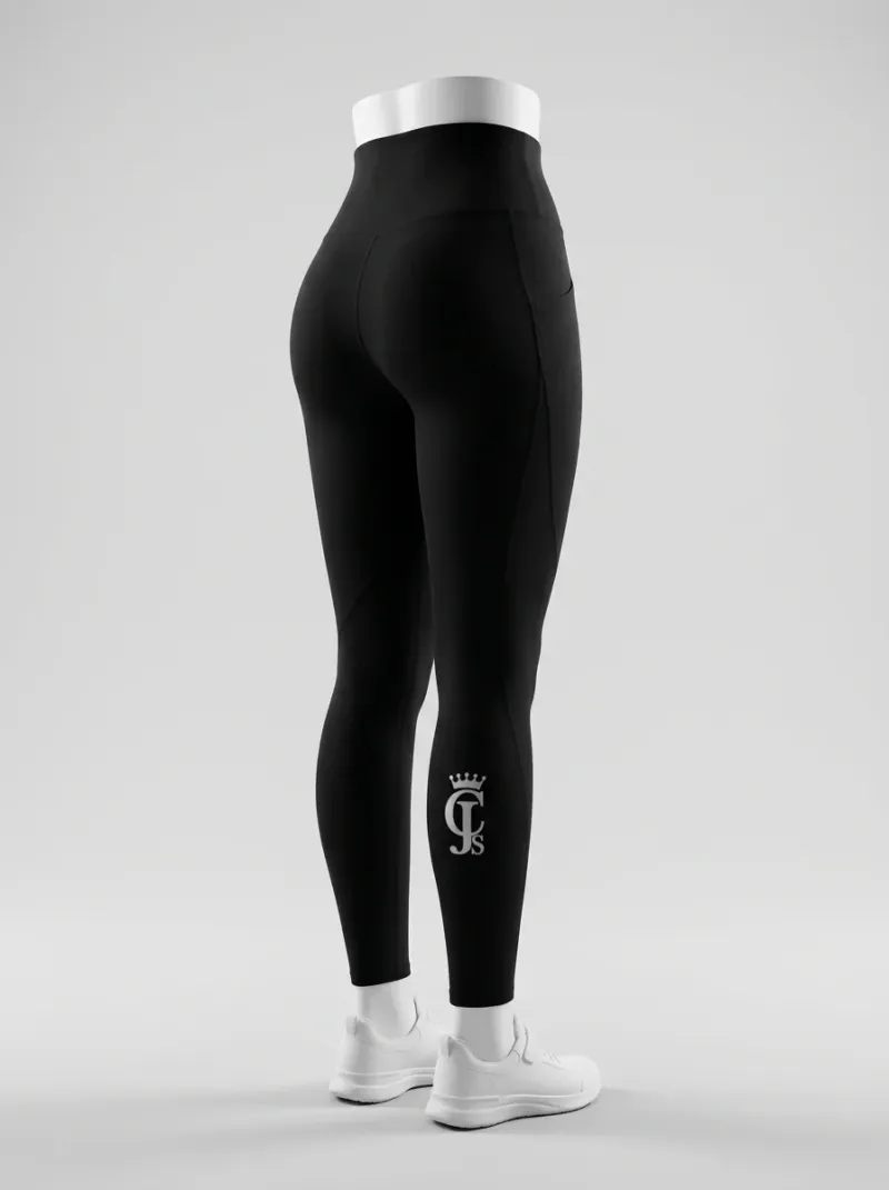 Legging fitness nylon extensible taille haute poches sport