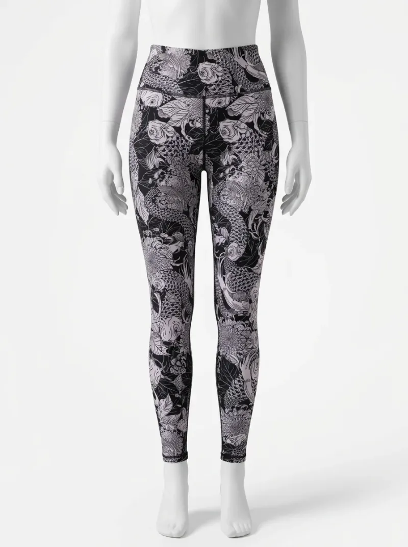 Legging fitness polyester imprimé artistique sport femme